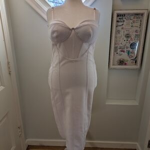 White bodycon midi dress